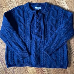 Navy lace up cable knit sweater.
